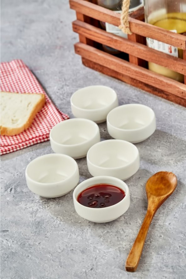 6 cm Porselen 6 lı Joker Mini Reçellik Sosluk - 2