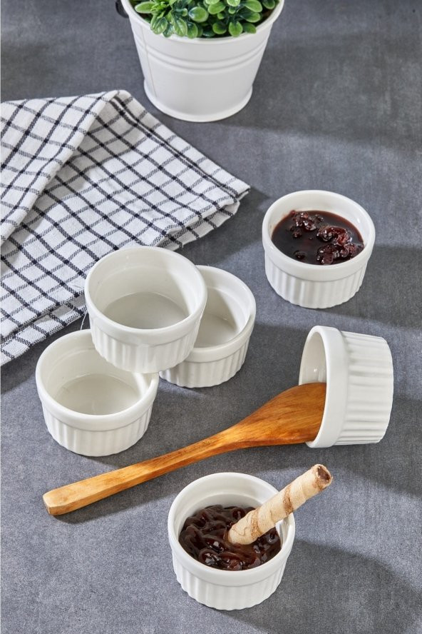 6 Lı Beyaz 6 cm Mini Yuvarlak Porselen Çerezlik Sunumluk Kase - 3