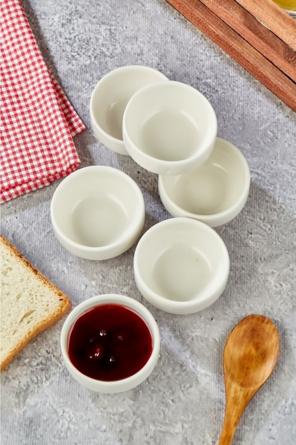 6 cm Porselen 6 lı Joker Mini Reçellik Sosluk - 3