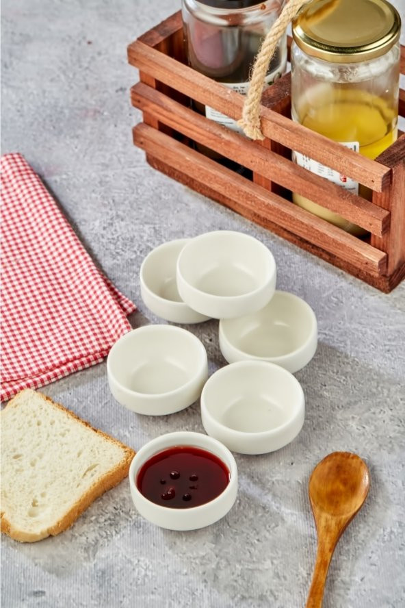 6 cm Porselen 6 lı Joker Mini Reçellik Sosluk - 4