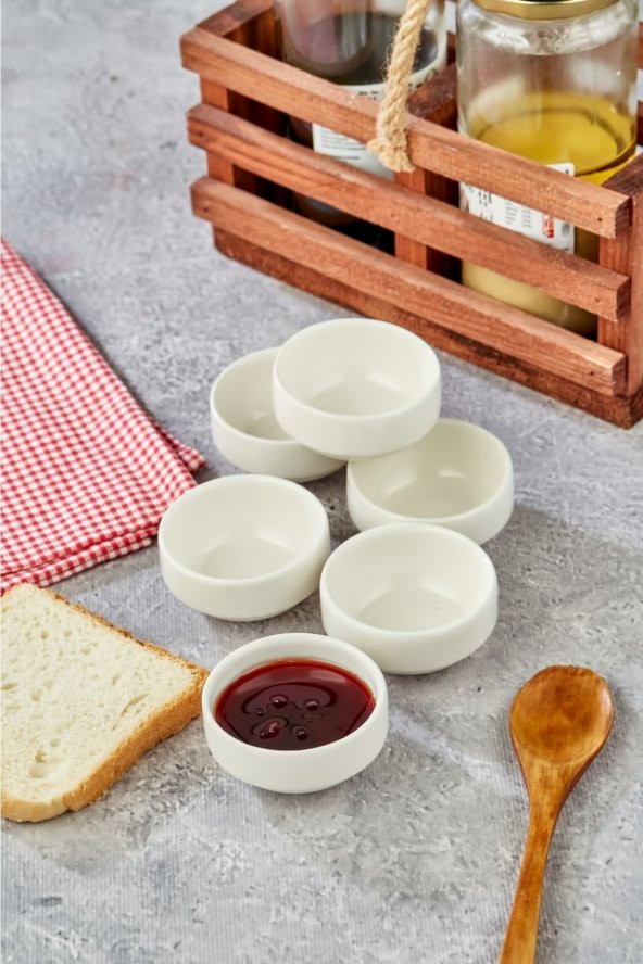 6 cm Porselen 6 lı Joker Mini Reçellik Sosluk - 5