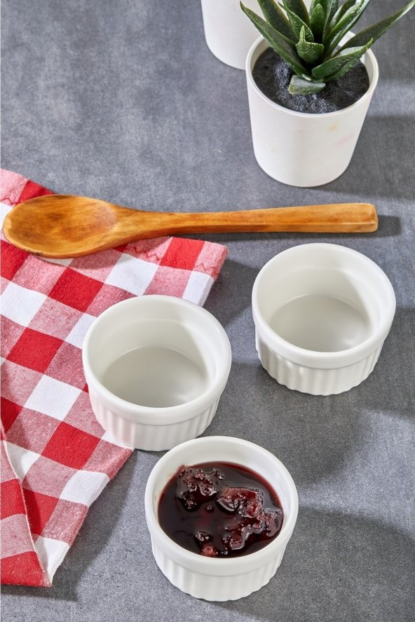 6 Lı Beyaz 6 cm Mini Yuvarlak Porselen Çerezlik Sunumluk Kase - 5