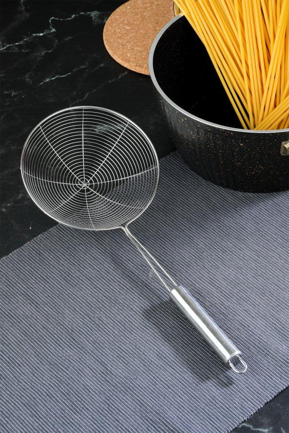 Profesyonel Paslanmaz Çelik Telli Kevgir Büyük Boy 18 Cm Lüx Paslanmaz Yağ Kevgiri Süzgeç