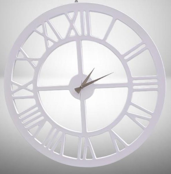 Hobi ADN 90271 Dekoratif Duvar Saat Ahşap MDF CNC Kesim Beyaz Renk MODEL El Yapım - 5