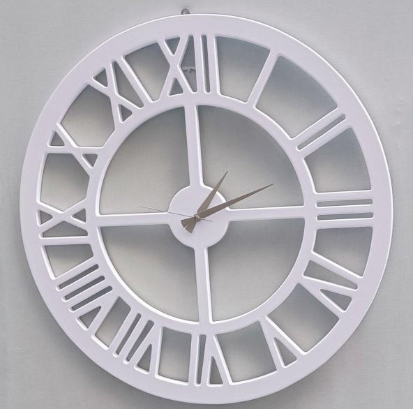 Hobi ADN 90271 Dekoratif Duvar Saat Ahşap MDF CNC Kesim Beyaz Renk MODEL El Yapım - 7