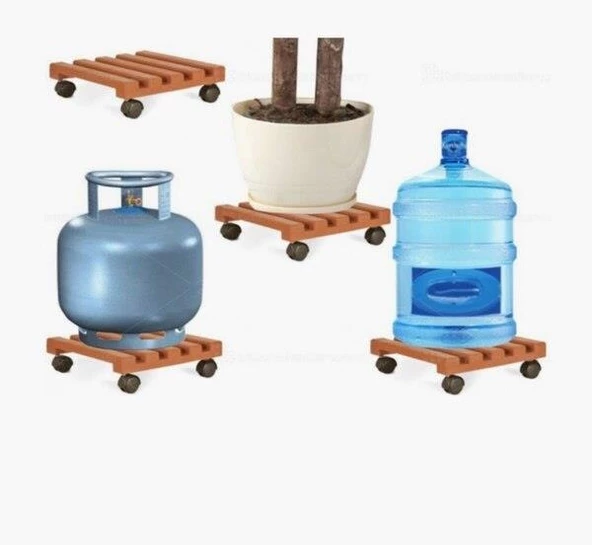 Ahşap Saksı Altlığı Damacana Tüp Saksı Sehpası - 4