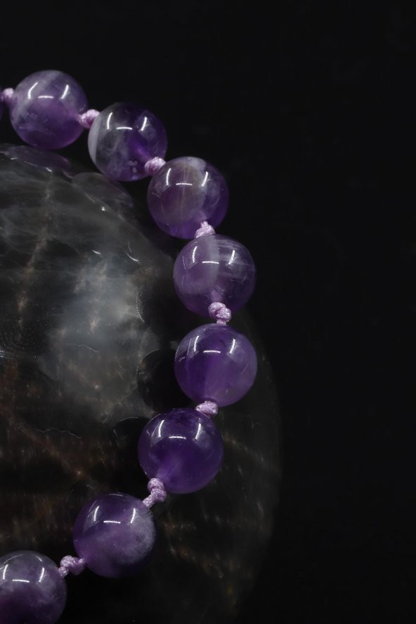 Ametist Doğal Taş Makrome Örme Bileklik - 2