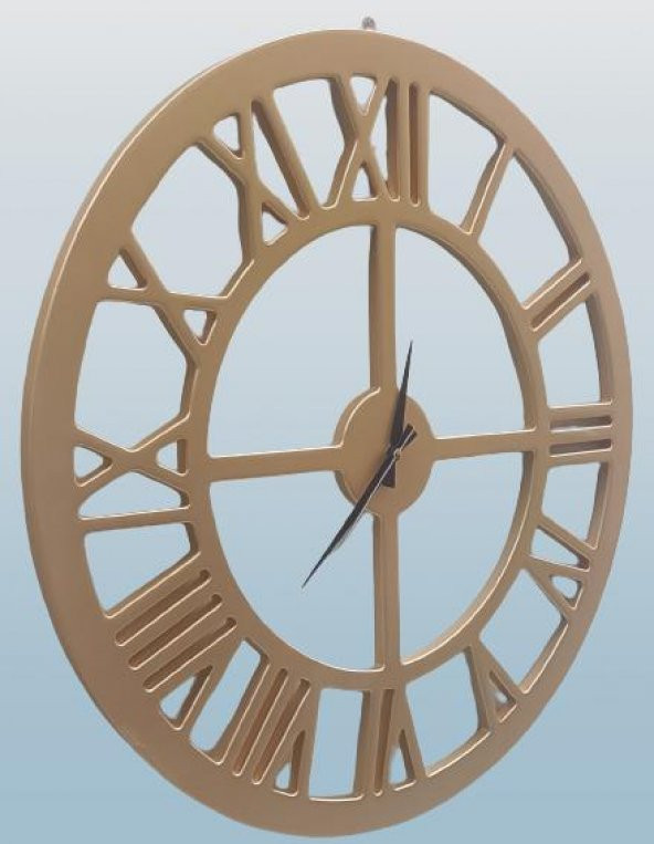 Hobi ADN 90272 Dekoratif Duvar Saat Ahşap MDF CNC Kesim Parlak Gold Renk El Yapım - 2