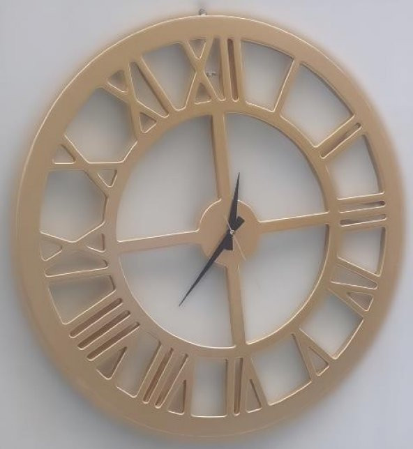 Hobi ADN 90272 Dekoratif Duvar Saat Ahşap MDF CNC Kesim Parlak Gold Renk El Yapım - 3