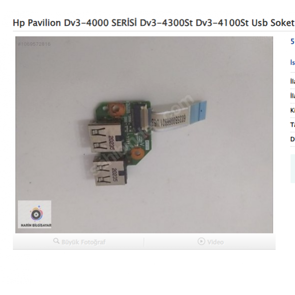 Hp Pavilion Dv3-4000 SERİSİ Dv3-4300St Dv3-4100St Usb Soket