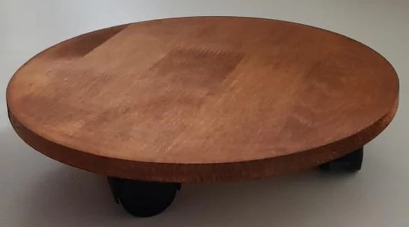 Yuvarlak Ahşap Saksı Altlığı Damacana Tüp Saksı Sehpası - 2