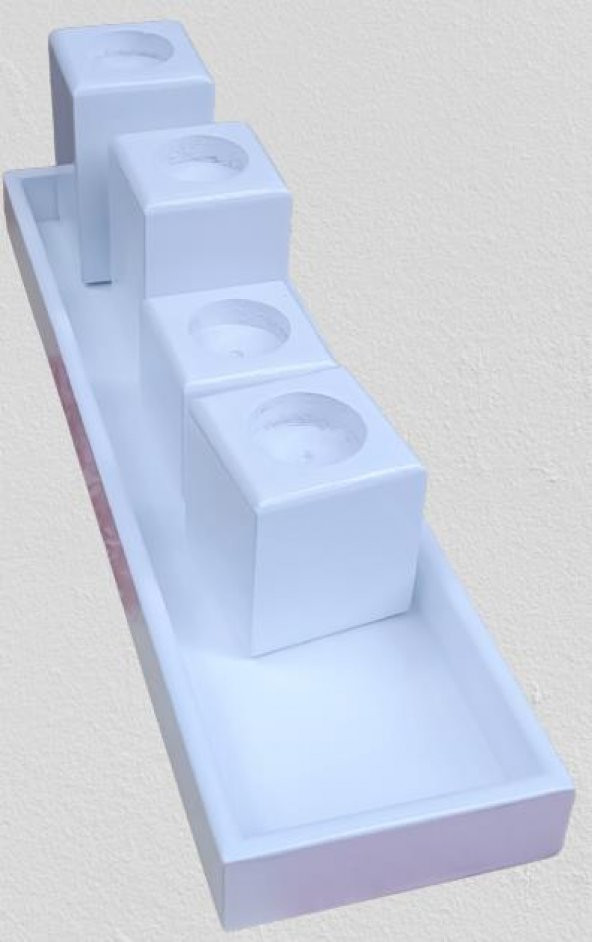 Hobi ADN 90273 Dekoratif Mumluk Ahşap MDF Parlak Beyaz MODEL El Yapım - 7