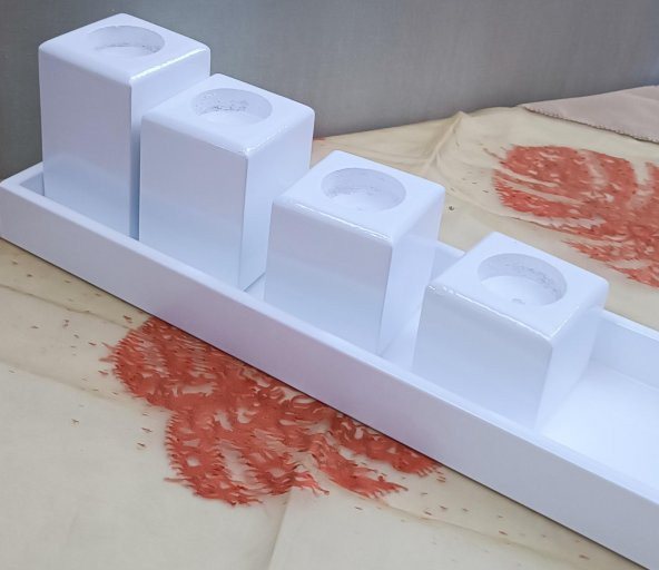 Hobi ADN 90273 Dekoratif Mumluk Ahşap MDF Parlak Beyaz MODEL El Yapım - 8