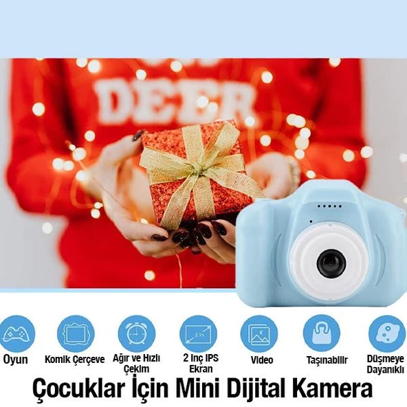 Coofbe 1080P Çocuk Fotoğraf Makinası Video Çekim Makinası Oyunlu 8GB Hafıza Kartlı Çocuklar İçin Dijital Kamera - 9