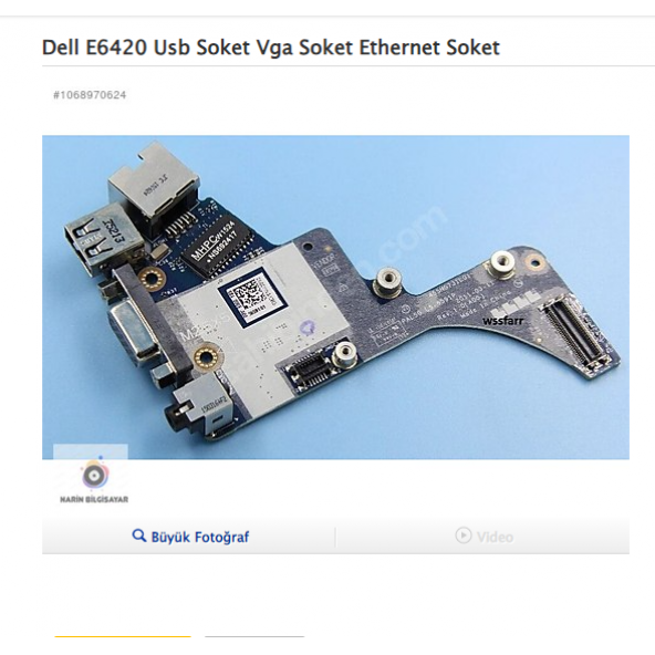 Dell E6420 Usb Soket Vga Soket Ethernet Soket