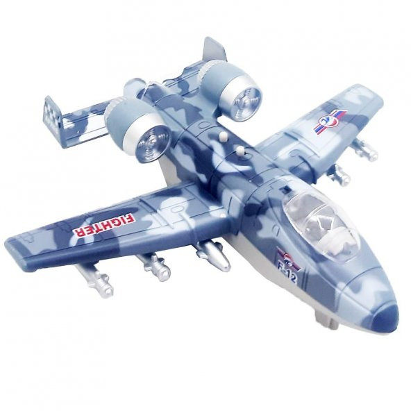 Çek Bırak Işıklı Sesli Metal Savaş Uçağı 16 Cm - XG879-101