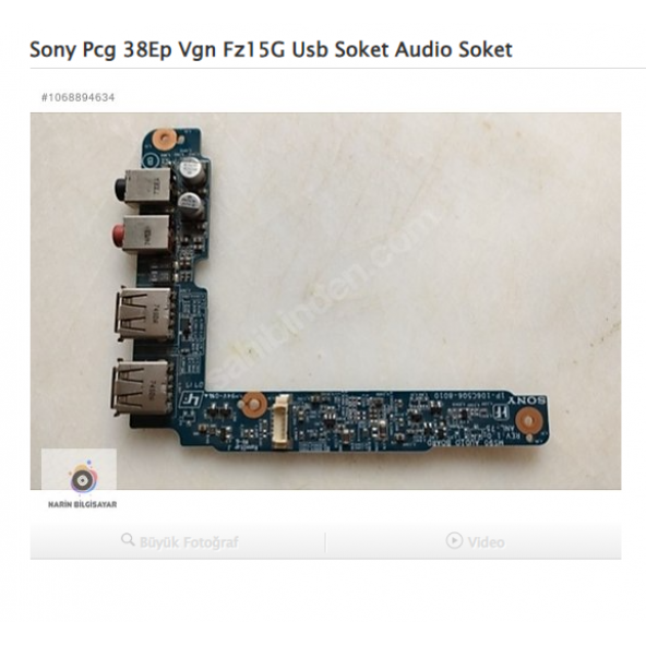 Sony Pcg 38Ep Vgn Fz15G Usb Soket Audio Soket