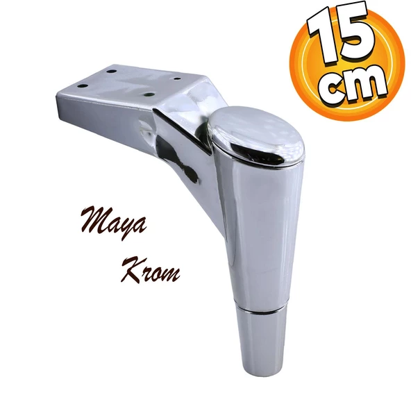 Maya Lüks Mobilya Kanepe Sehpa Tv Ünitesi Koltuk Ayağı 15 Cm Krom Baza Ayakları