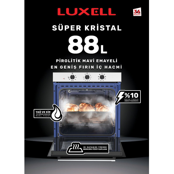 Luxell 88 Lt Süper Kristal Beyaz Ankastre Set A68-SF3/OC88/ DA88 - 2