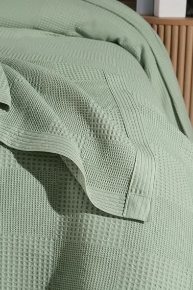 Waflle Desenli Pike Battaniye %100 Pamuk Kalın İplik Yumuşak Battal Boy 240 x 260 - 2