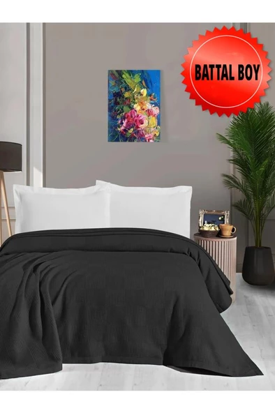 Waflle Desenli Pike Battaniye %100 Pamuk Kalın İplik Yumuşak Battal Boy 240 x 260 - 5