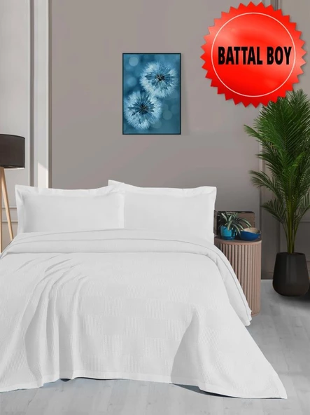 Waflle Desenli Pike Battaniye %100 Pamuk Kalın İplik Yumuşak Battal Boy 240 x 260 - 7