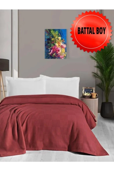 Waflle Desenli Pike Battaniye %100 Pamuk Kalın İplik Yumuşak Battal Boy 240 x 260 - 9