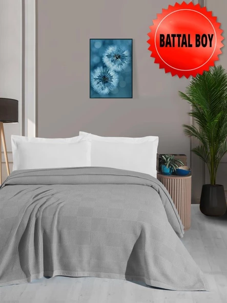 Waflle Desenli Pike Battaniye %100 Pamuk Kalın İplik Yumuşak Battal Boy 240 x 260 - 8