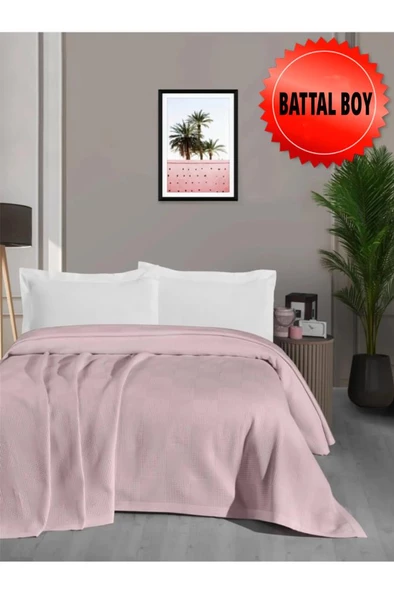 Waflle Desenli Pike Battaniye %100 Pamuk Kalın İplik Yumuşak Battal Boy 240 x 260 - 3