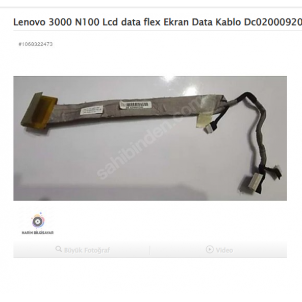 Lenovo 3000 N100 Lcd data flex Ekran Data Kablo Dc020009200