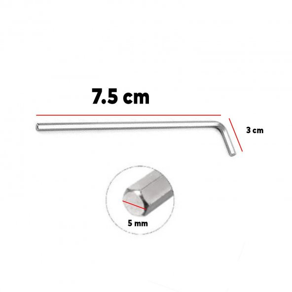 Eltos Allen Alyan Anahtar 5 mm Altıgen Vida Somun Sıkma Sökme ECA005 - 2