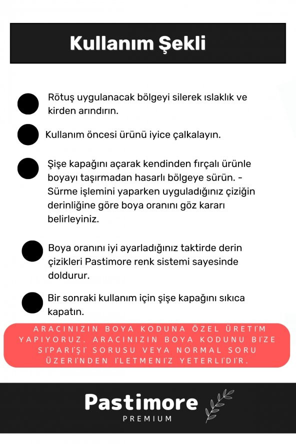 Suya Dayanıklı Tofaş Şahin Uyumlu Çizik Taş İzi Giderici Onarıcı Siyah Tofaş Şahin Oto Rötuş Boyası - 7