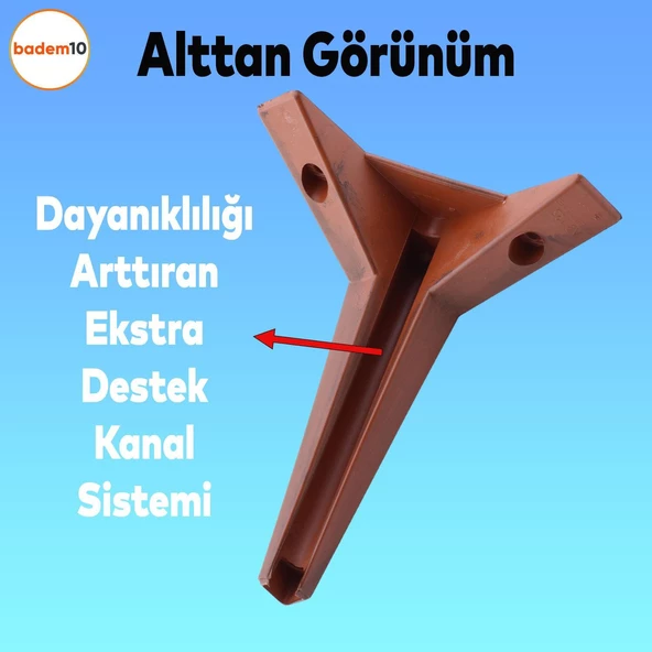 6'lı Set Mobilya Tv Ünitesi Çekyat Koltuk Kanepe Destek Ayağı 12 Cm Kahve Ahşap Desen Baza Ayakları - 6