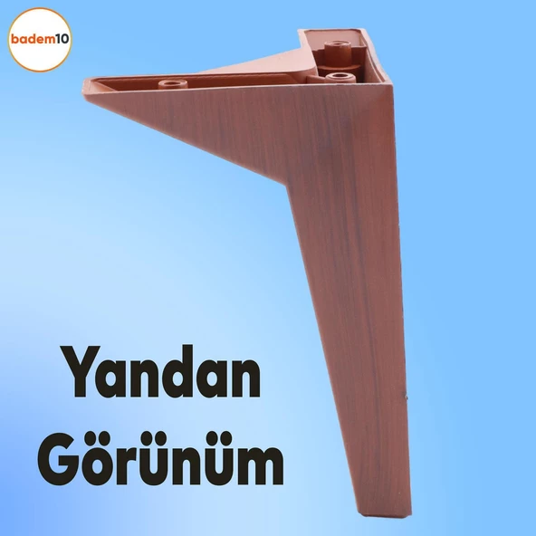 6'lı Set Mobilya Tv Ünitesi Çekyat Koltuk Kanepe Destek Ayağı 12 Cm Kahve Ahşap Desen Baza Ayakları - 8