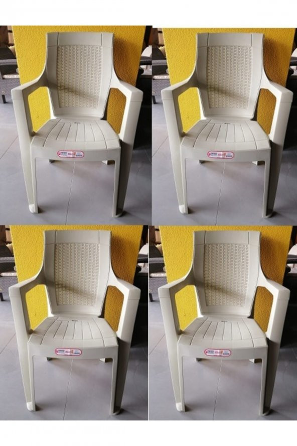 Fıstık Yeşili Kollu Plastik Bahçe Balkon Sandalyesi Kolçaklı Plastik Sandalye 4 Adet