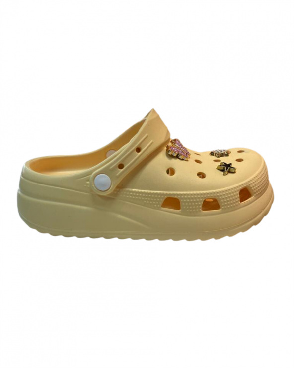 Sonimix Ez 0129.01 Kadın Sarı Yüksek Taban Aksesuarlı Sandalet