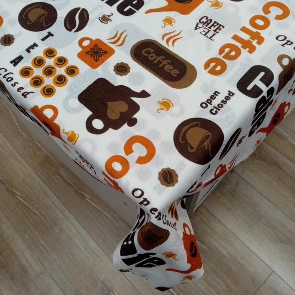 Hayat Home 140X140 Cafe Desen Kahve Polyester Dertsiz Masa Örtüsü - 2