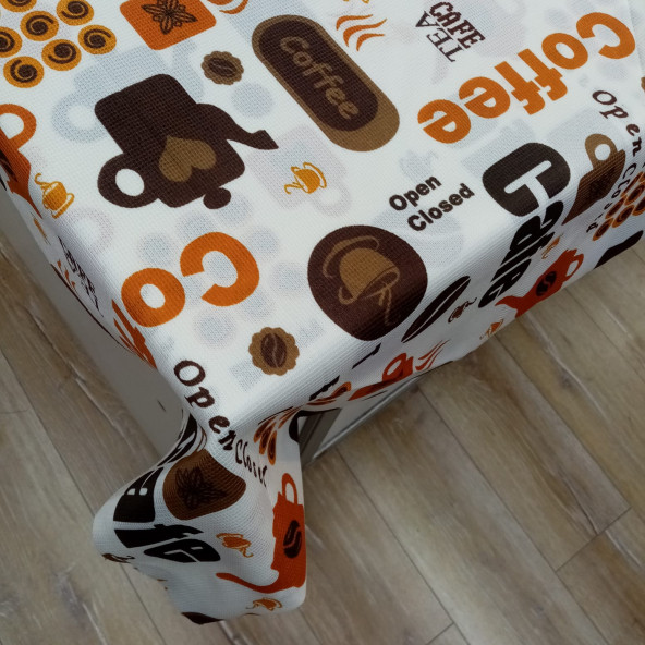 Hayat Home 140X140 Cafe Desen Kahve Polyester Dertsiz Masa Örtüsü - 3