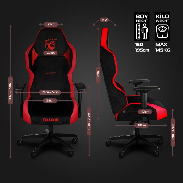 EXVEGA Dragon Special Edition Profesyonel Oyuncu Koltuğu - 4