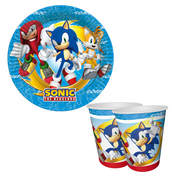 Sonic Temalı Karton Tabak Bardak 8 li