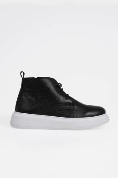 Hakiki Deri Erkek Bağcıklı Bot Kalın Rahat Tabanlı Kışlık Ayakkabı - 5