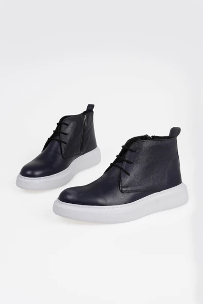 Hakiki Deri Erkek Bağcıklı Bot Kalın Rahat Tabanlı Kışlık Ayakkabı - 2