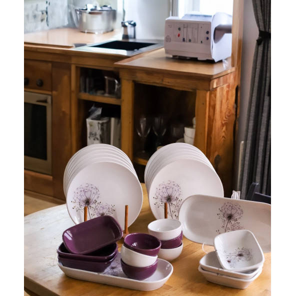Keramika Takım Kahvaltı Mor Hindiba 26 Parça 12 Kişilik - 2