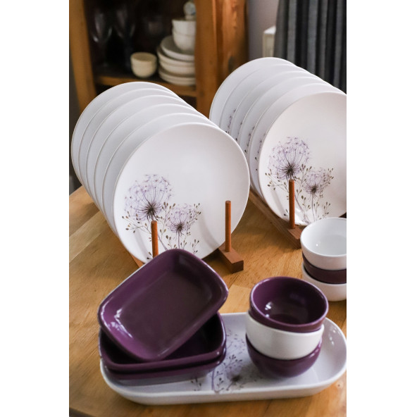 Keramika Takım Kahvaltı Mor Hindiba 26 Parça 12 Kişilik - 3
