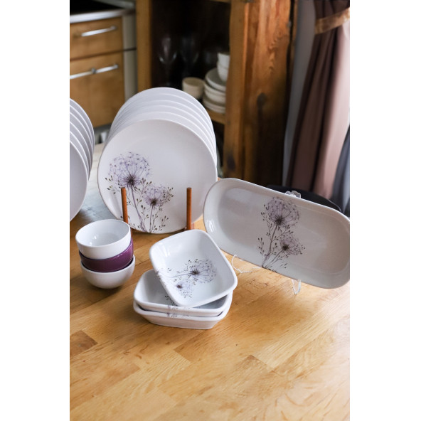 Keramika Takım Kahvaltı Mor Hindiba 26 Parça 12 Kişilik - 4