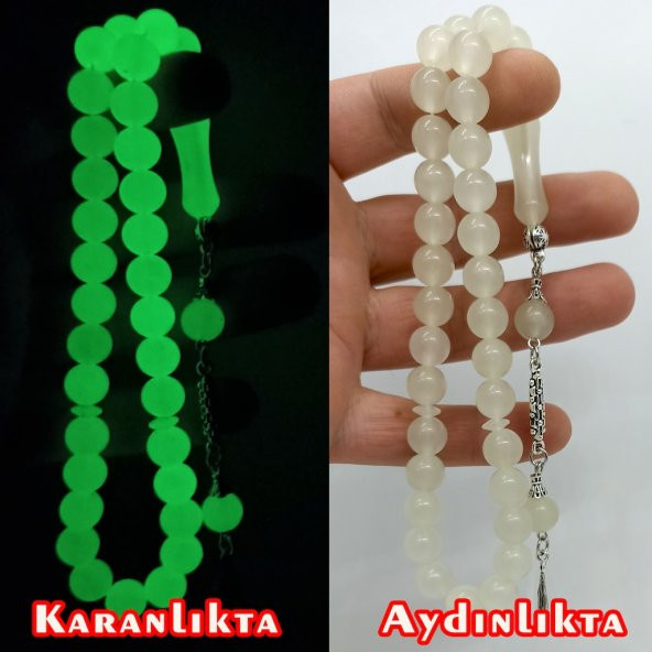 10 Mm Küre Fosforlu Kedi Gözü Tesbih - Kedigözü Tespih