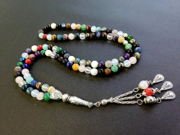 Tesbih Sakarya Doğal Taş Namaz Tesbihi 99lu Çok Renkli