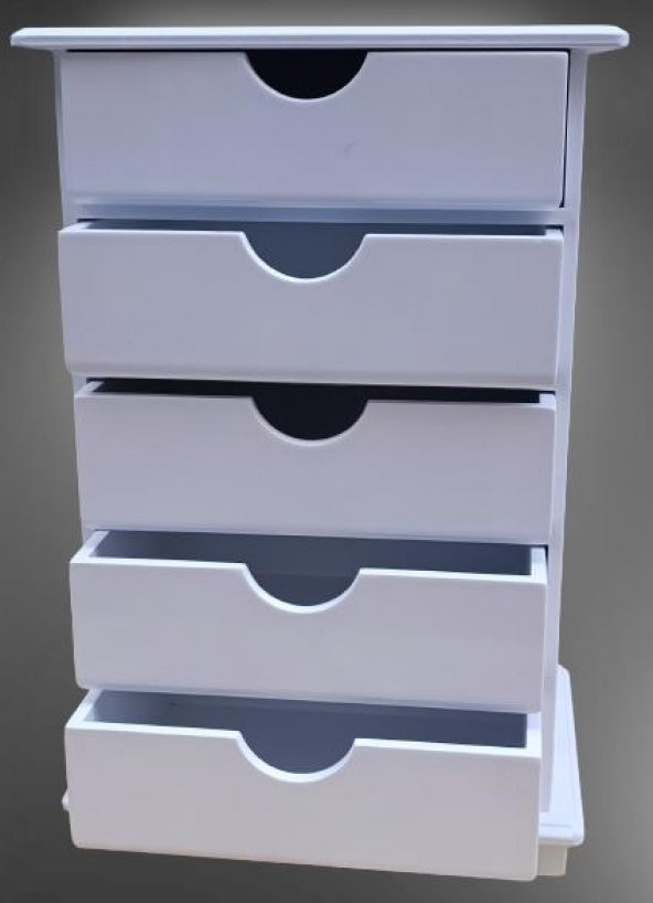 Hobi 90276 Dekoratif Takı Şifonyer Ahşap MDF Parlak Beyaz CNC Kesim MODEL El Yapı - 2