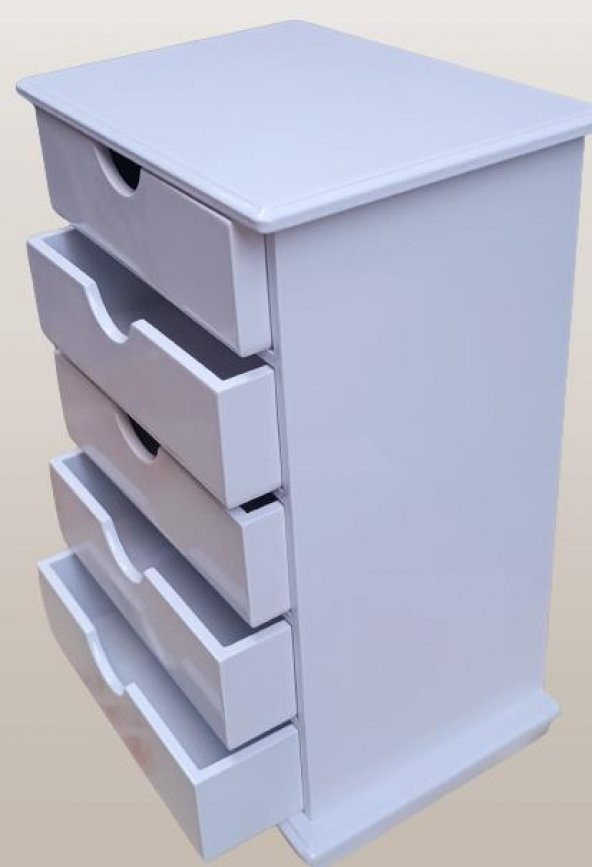 Hobi 90276 Dekoratif Takı Şifonyer Ahşap MDF Parlak Beyaz CNC Kesim MODEL El Yapı - 3