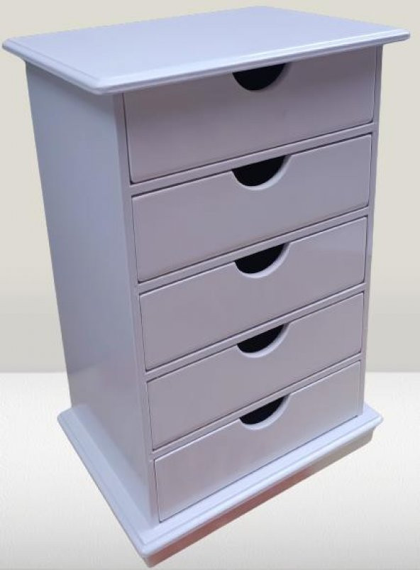 Hobi 90276 Dekoratif Takı Şifonyer Ahşap MDF Parlak Beyaz CNC Kesim MODEL El Yapı - 6
